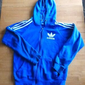 Vintage Adidas Zip Up hoodie. Royal blue. Adult Small.